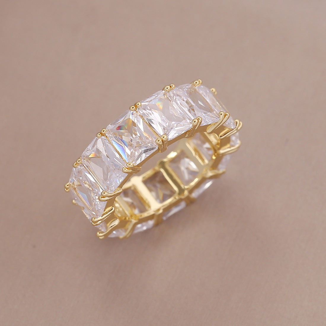 White Glacier Gold Plated Baguette-Ring