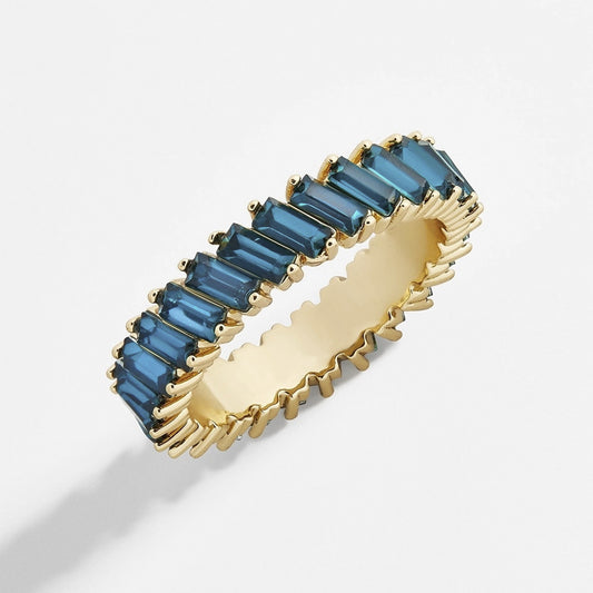 Carribean Blue Gold Eternity Ring