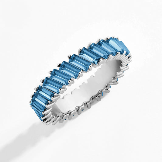 Carribean Blue Silver Eternity -Ring